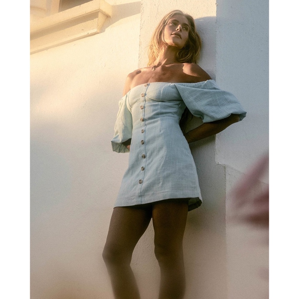 Billabong Soft Blue White Sand Mini Dress - Australia Exclusive
